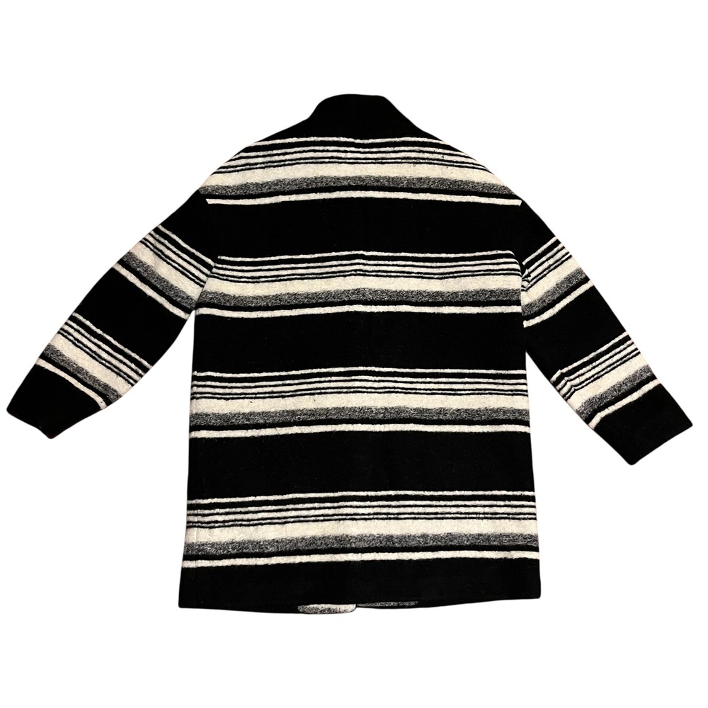 Marine Layer Carey Cocoon Coat XS Striped Wool Blend Overcoat Black White - Picture 3 of 8